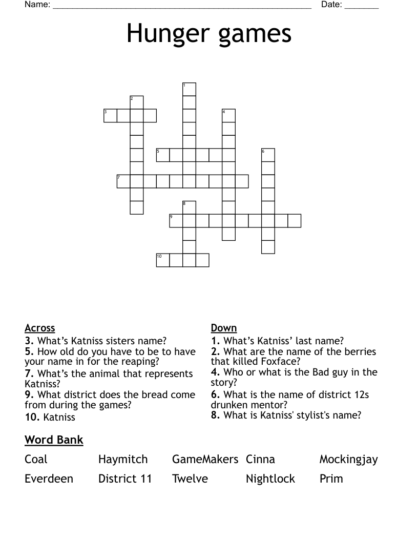 Hunger games Crossword