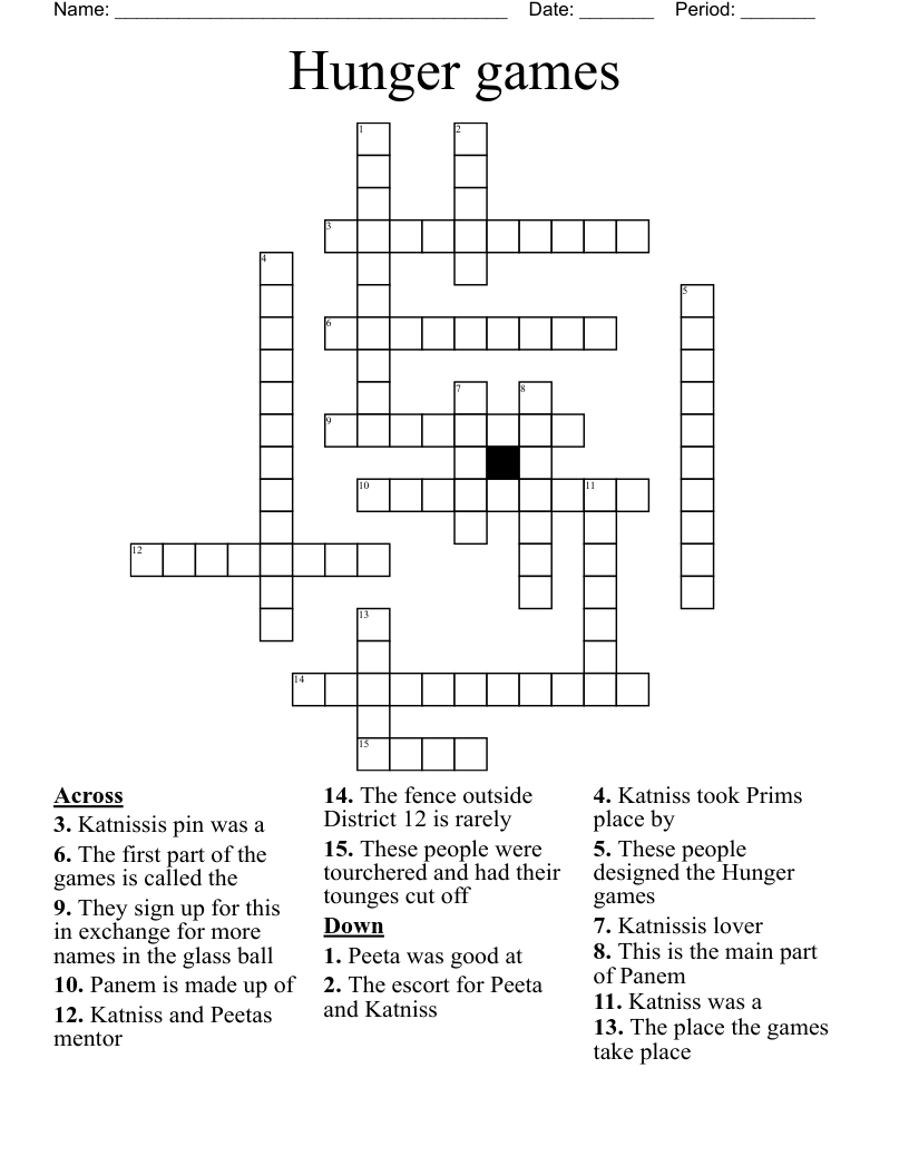 Hunger games Crossword