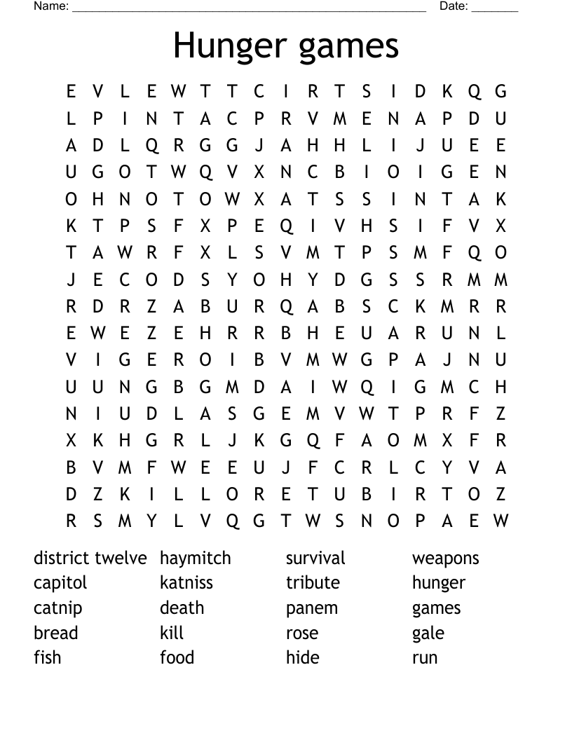 Hunger games Word Search