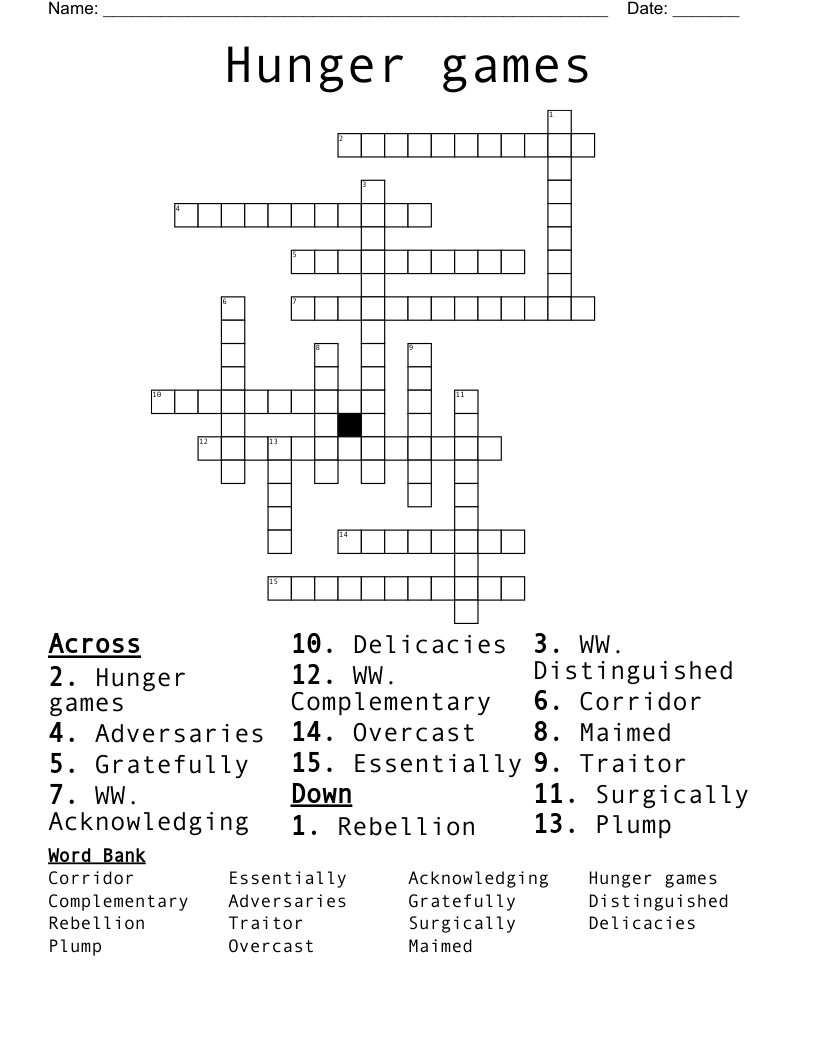 Hunger games Crossword