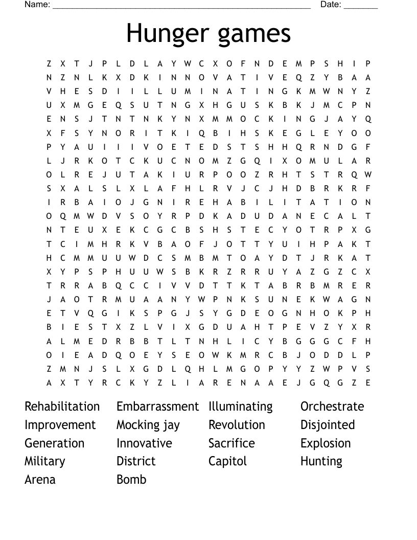 Hunger games Word Search