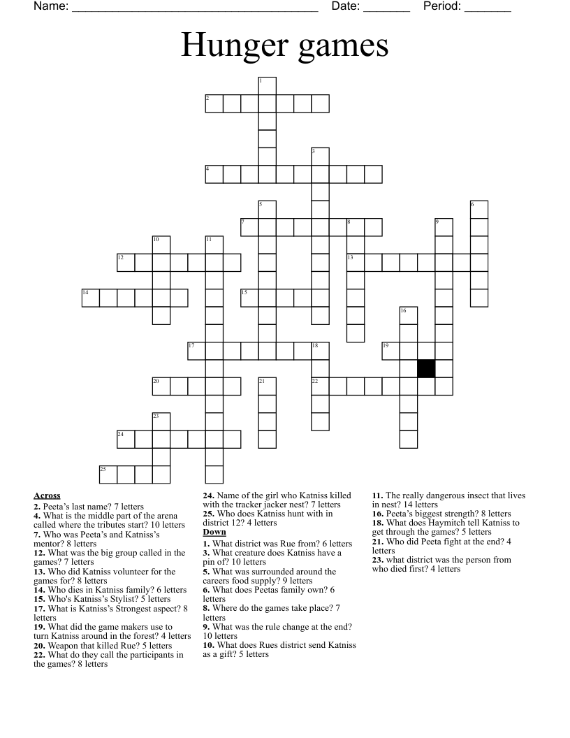 Hunger games  Crossword