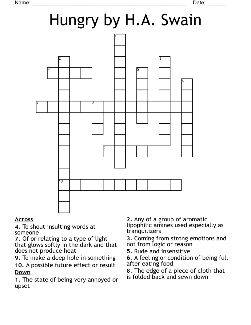 Hungry by H.A. Swain Crossword