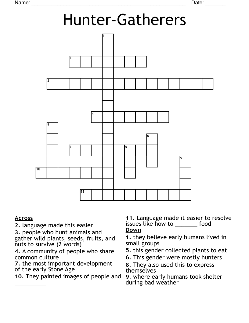 Hunter-Gatherers Crossword