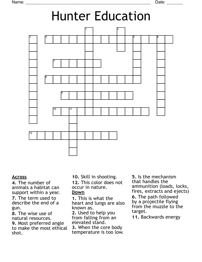 Hunter Education  Crossword