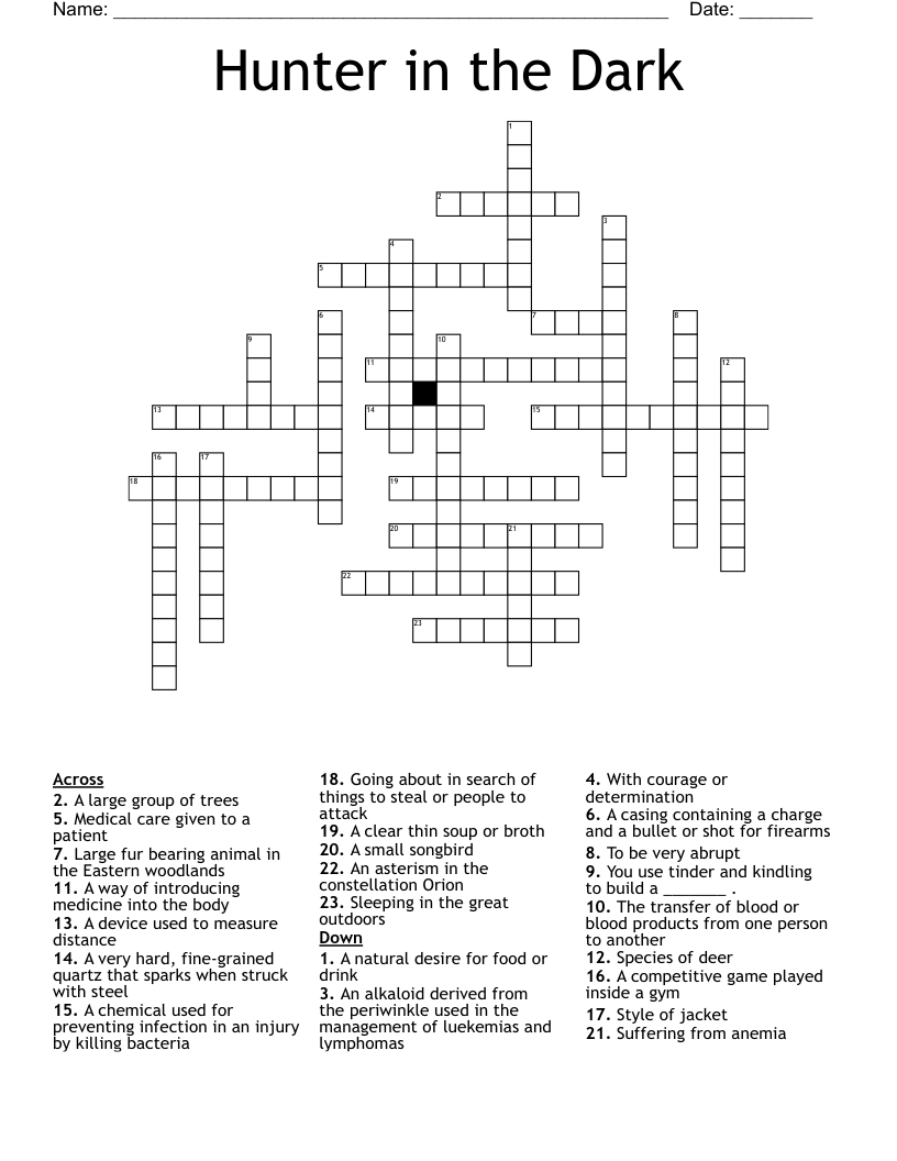 Hunter in the Dark Crossword