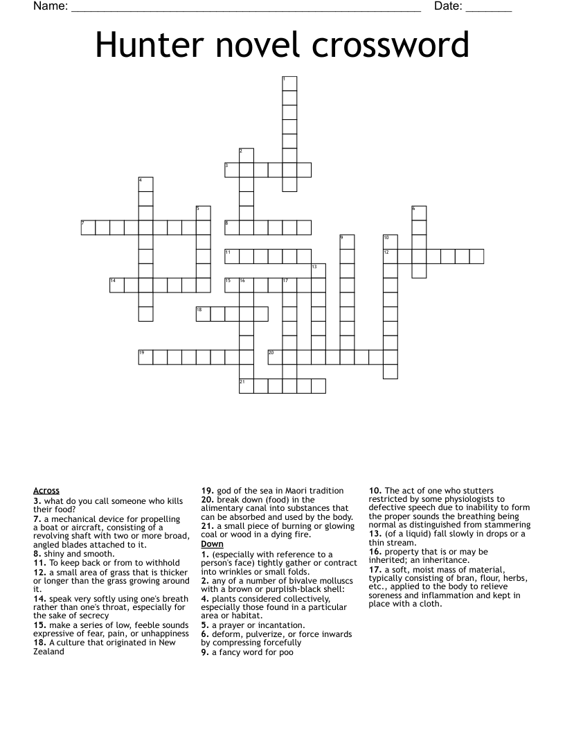 Hunter novel crossword