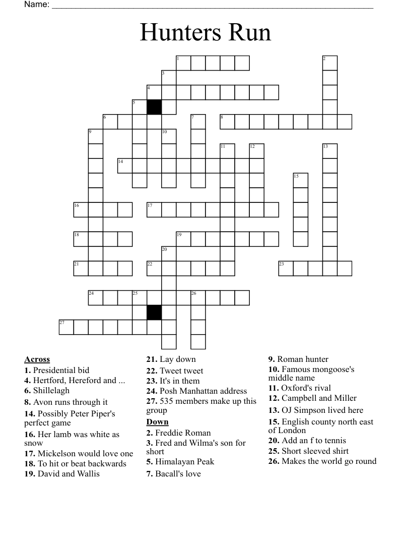 Hunters Run Crossword