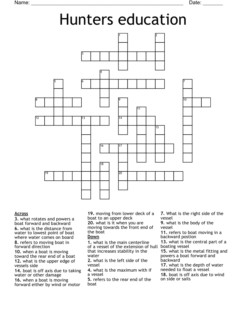 Hunters education Crossword