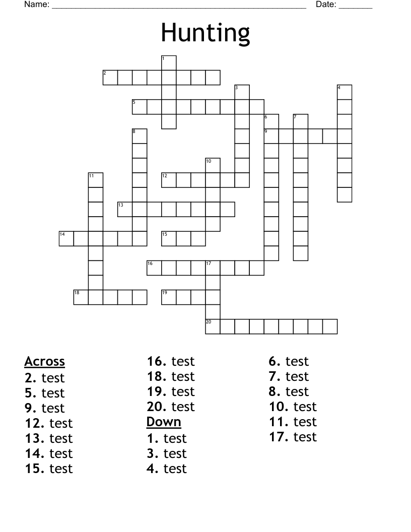 Hunting Crossword