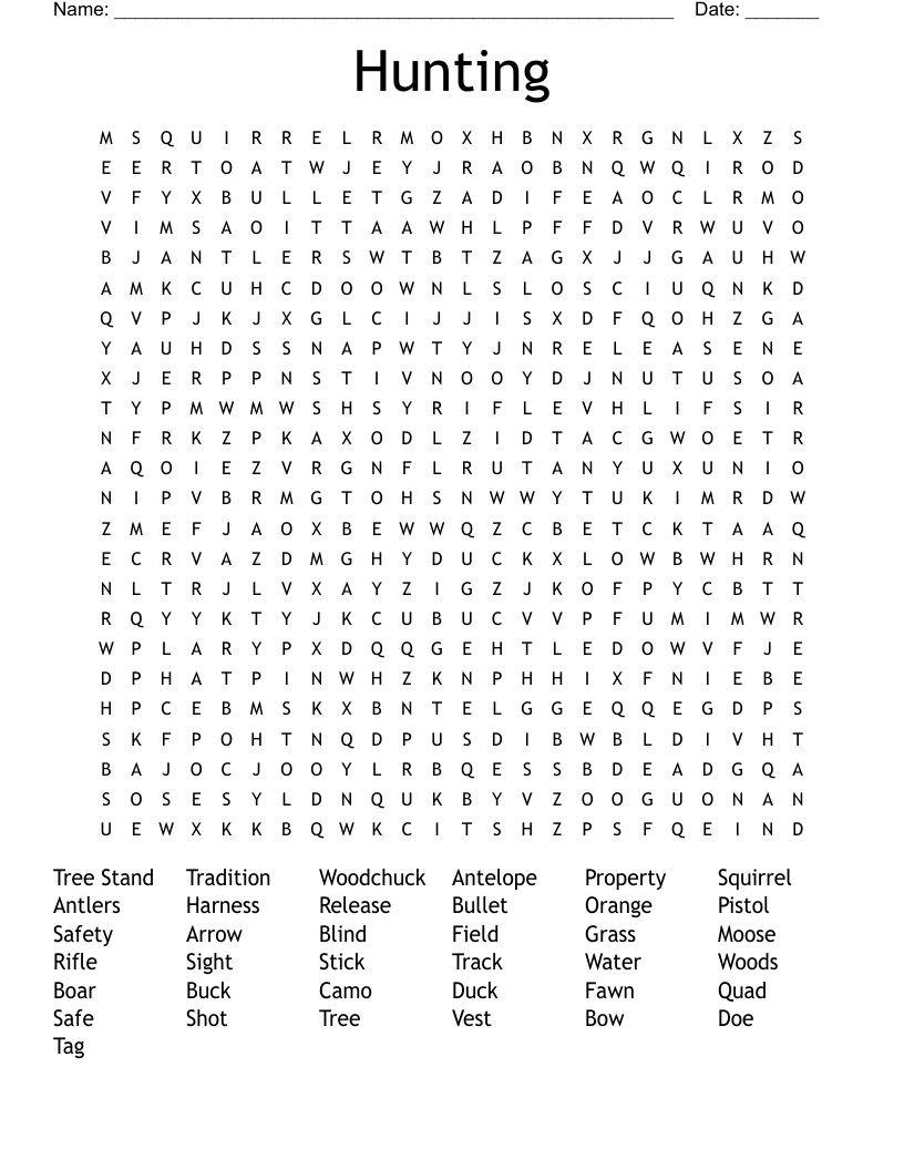 Hunting Word Search