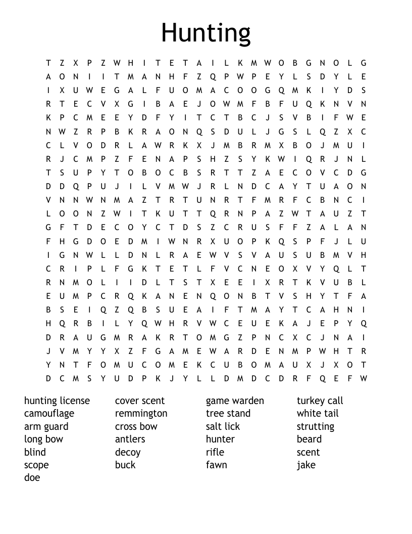 Hunting Word Search