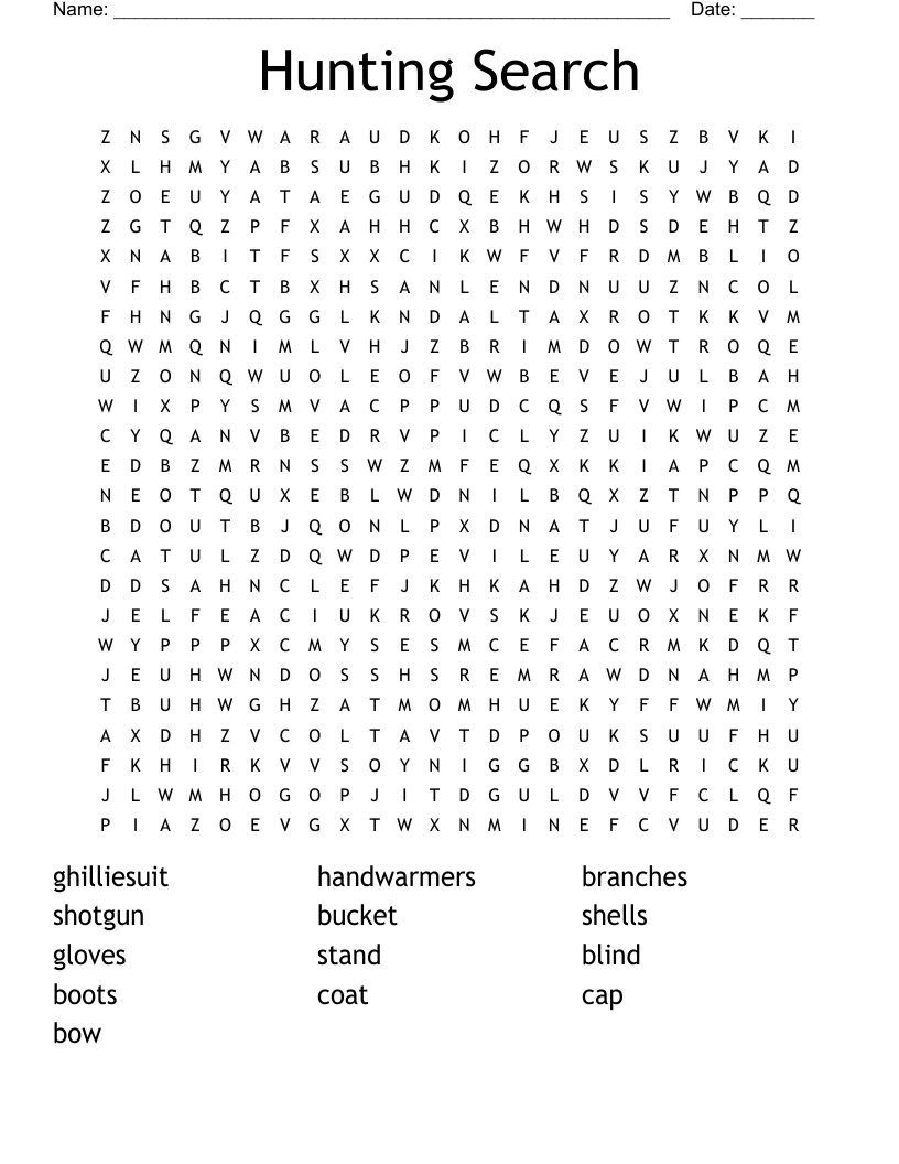 Hunting Search Word Search