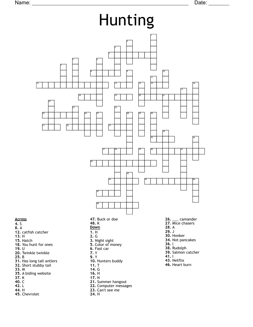 Hunting  Crossword
