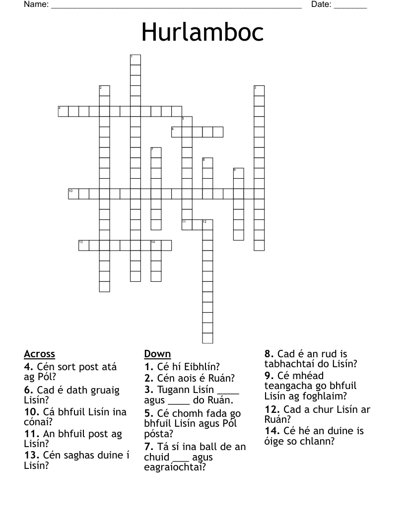 Hurlamboc  Crossword