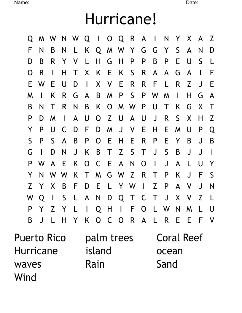 Hurricane! Word Search