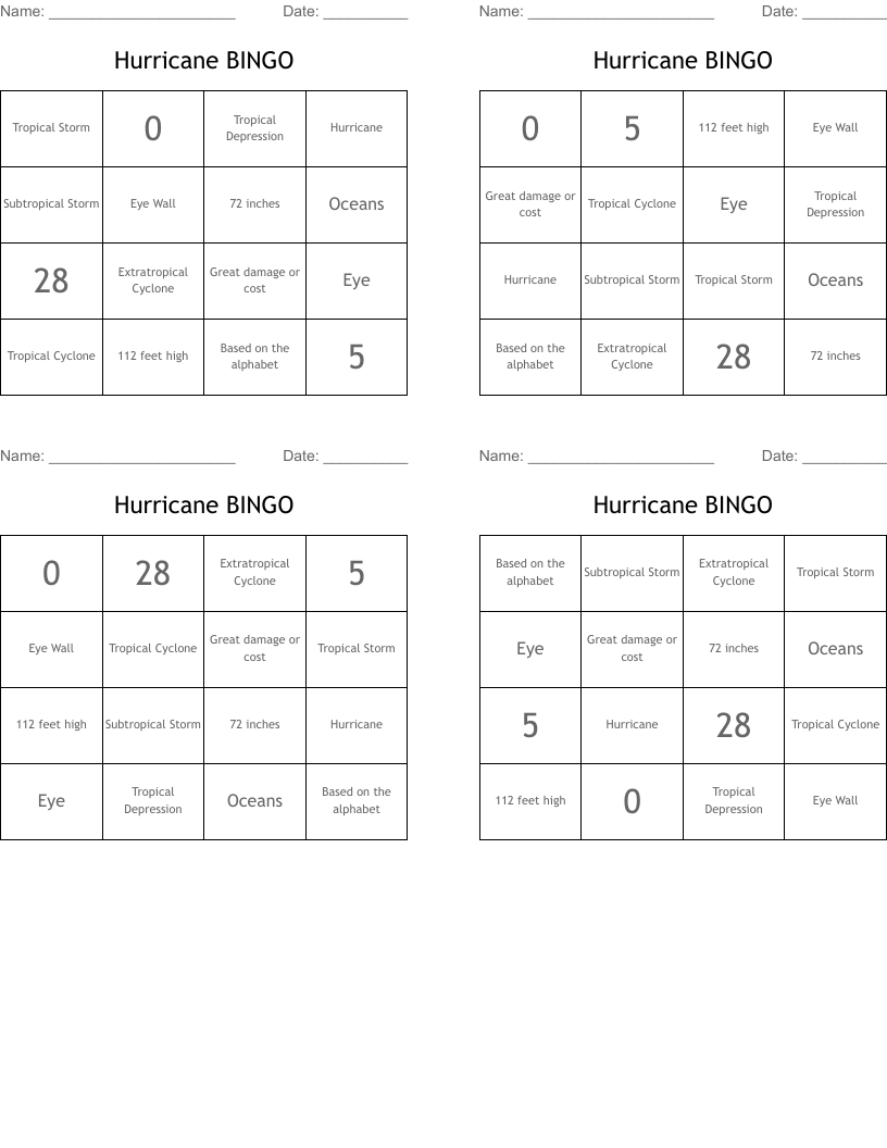 Hurricane BINGO