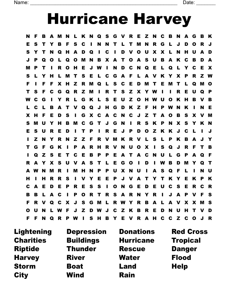 Hurricane Harvey Word Search
