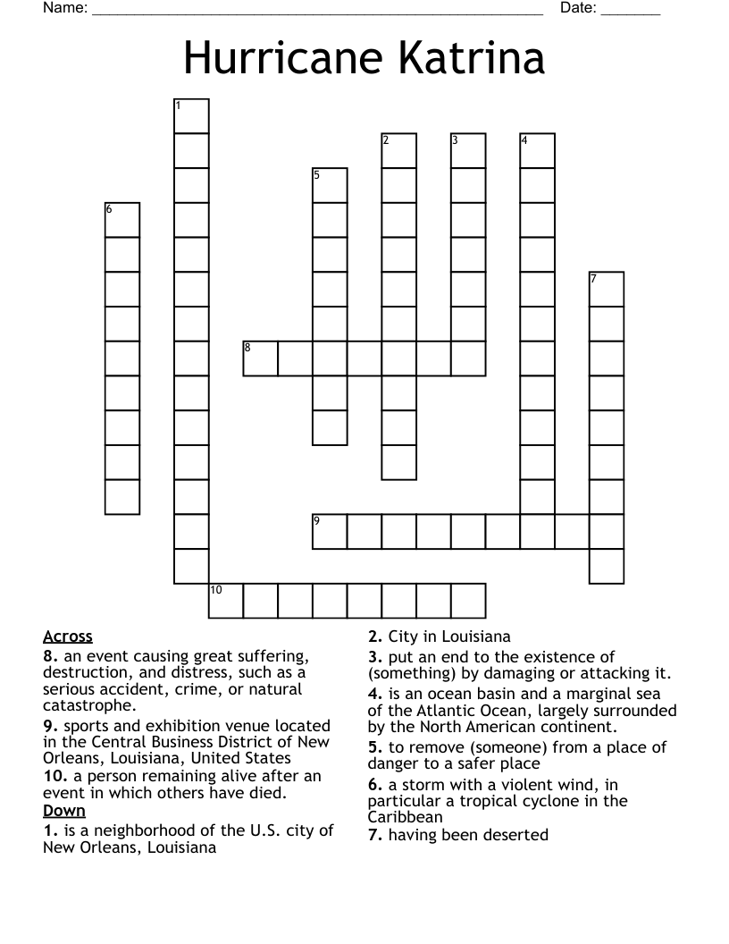 Hurricane Katrina Crossword