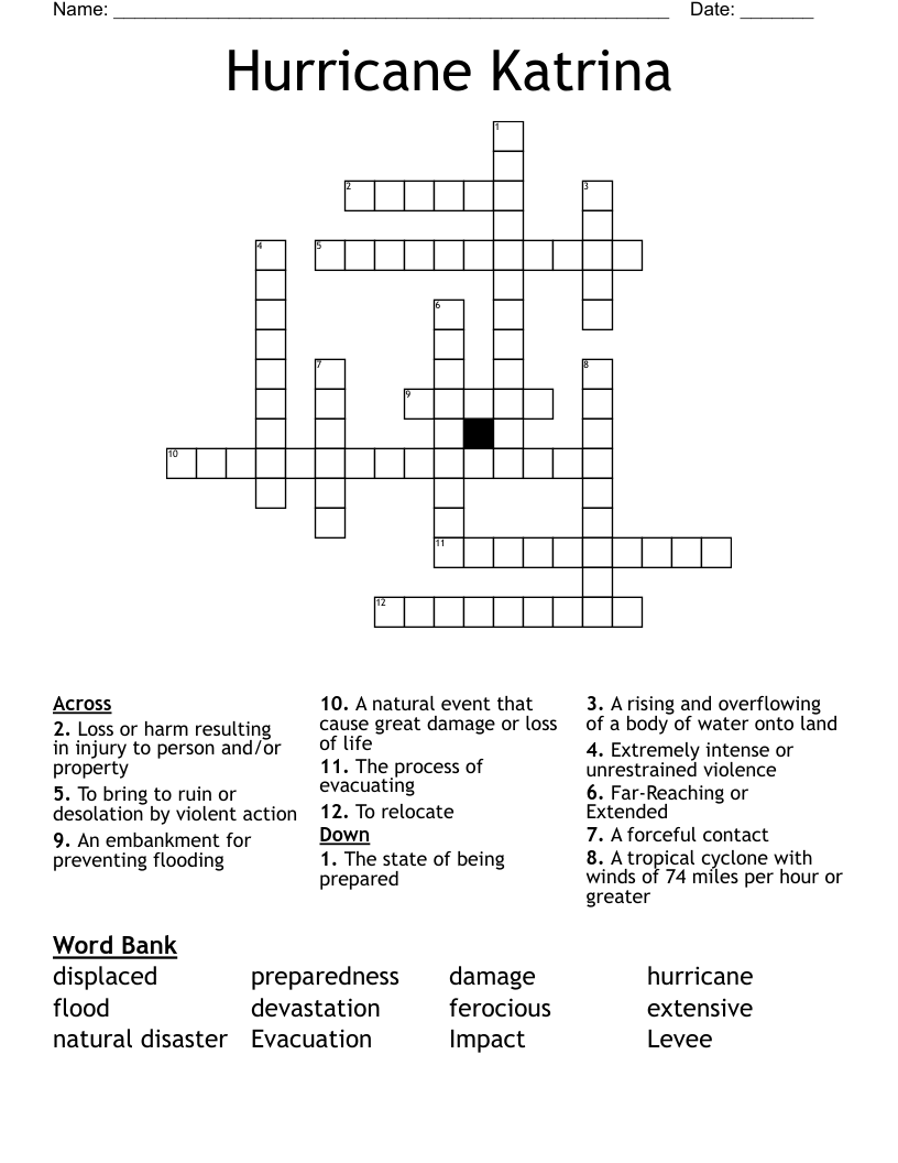 Hurricane Katrina Crossword