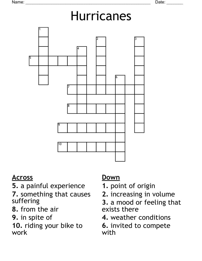 Hurricanes Crossword