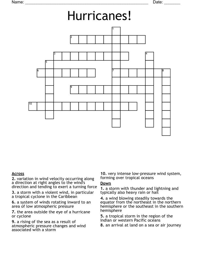 Hurricanes! Crossword