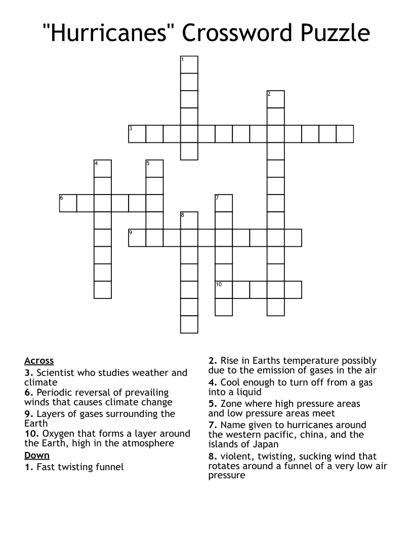 "Hurricanes" Crossword Puzzle