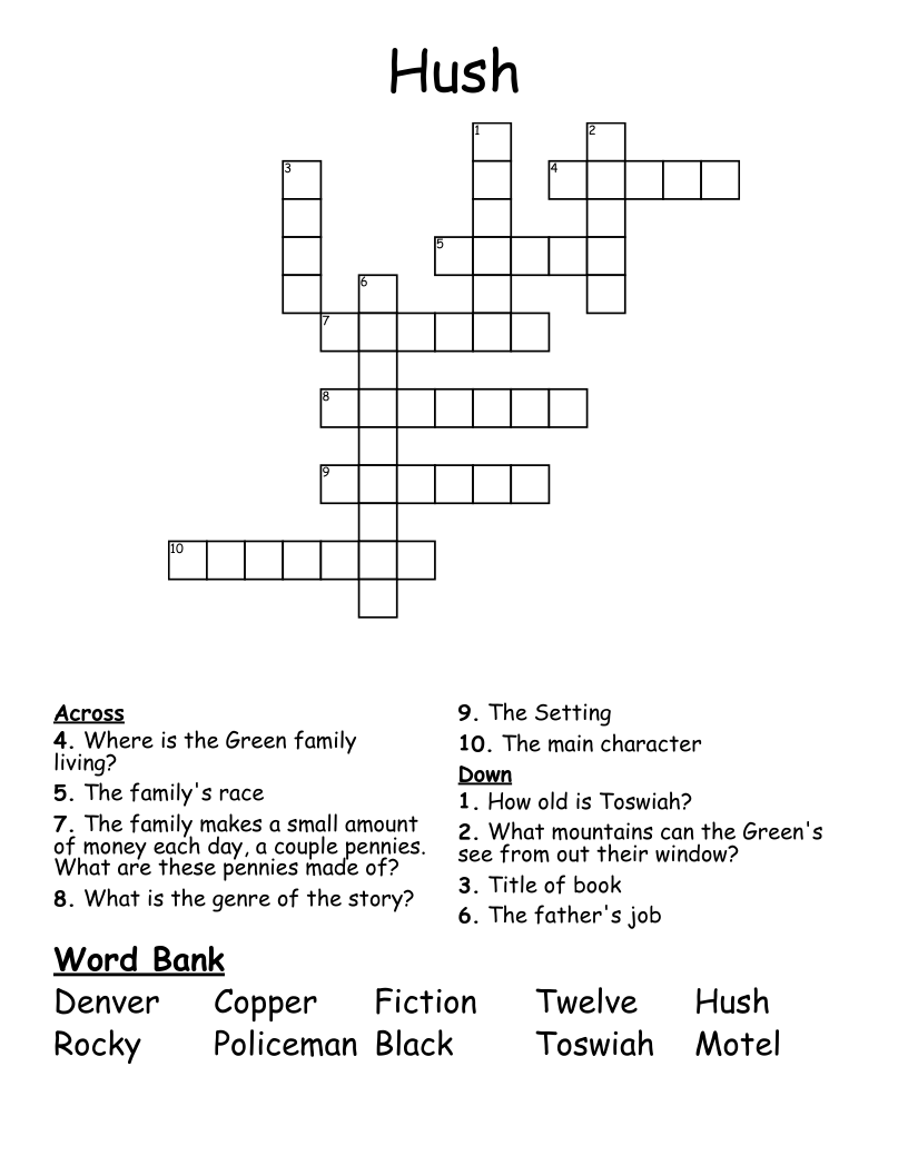 Hush Crossword