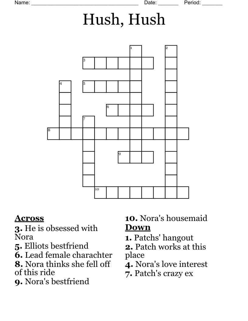 Hush, Hush Crossword