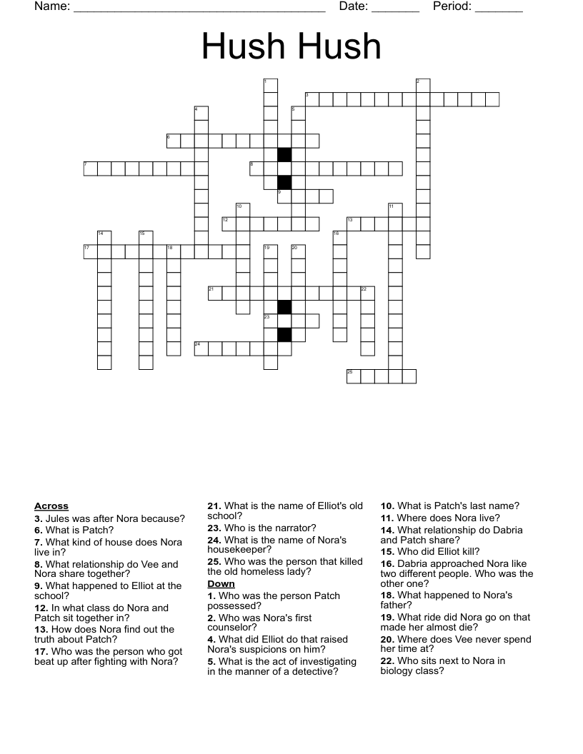 Hush Hush Crossword