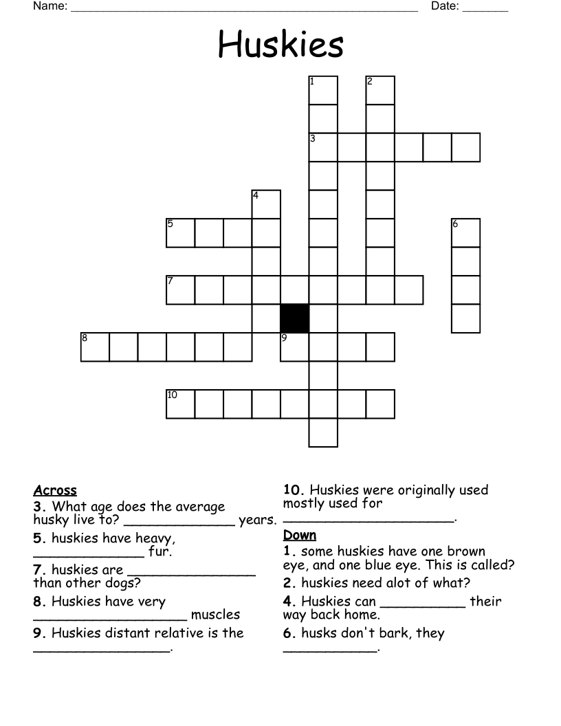 Huskies Crossword