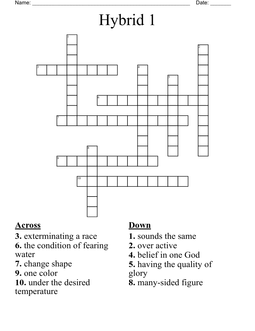 Hybrid 1 Crossword