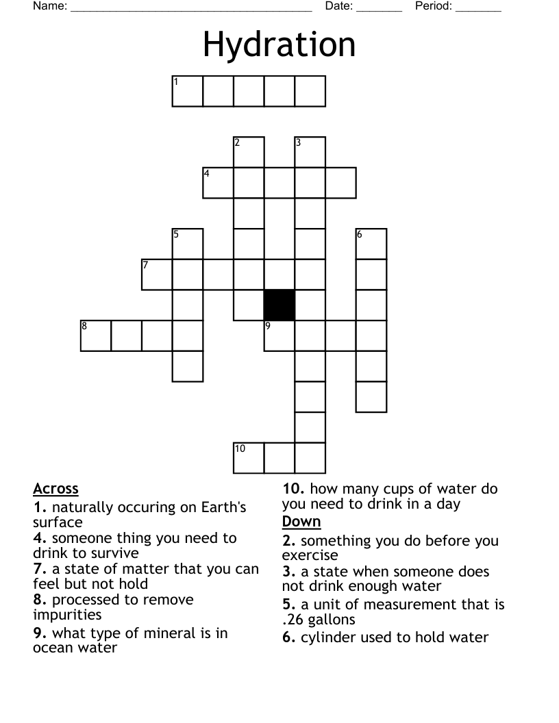 Hydration Crossword