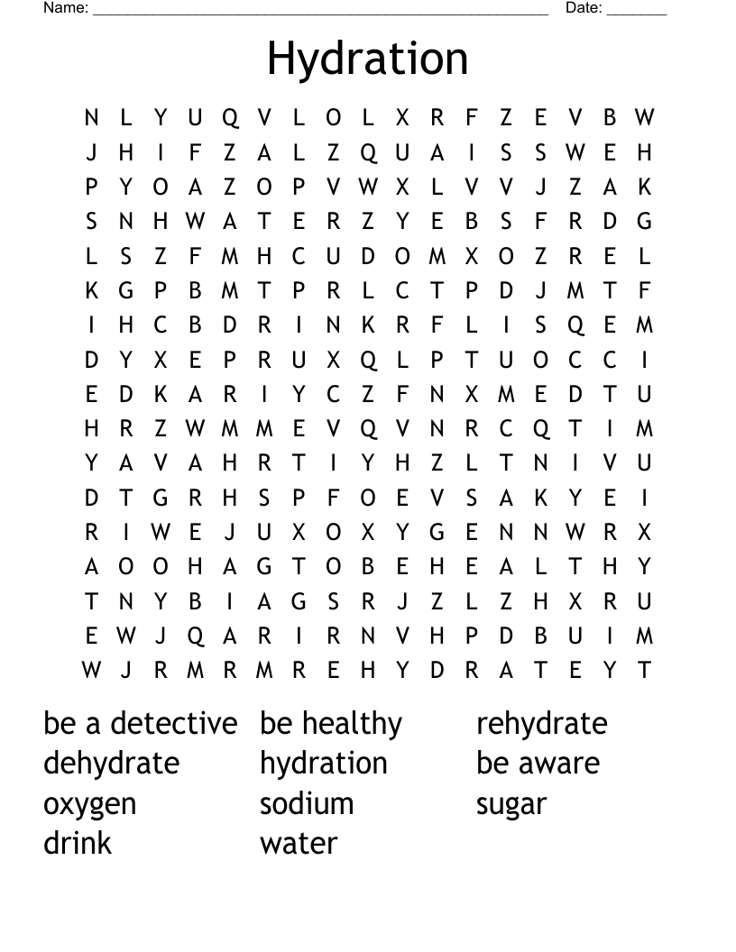 Hydration  Word Search