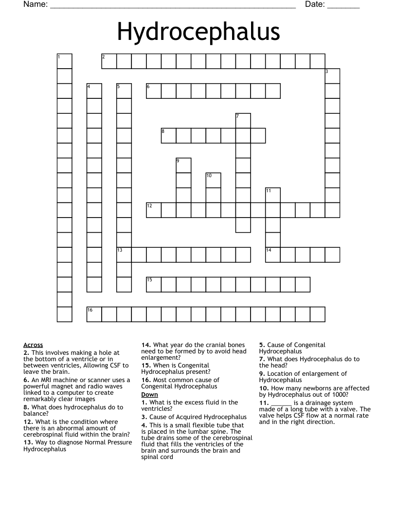 Hydrocephalus  Crossword