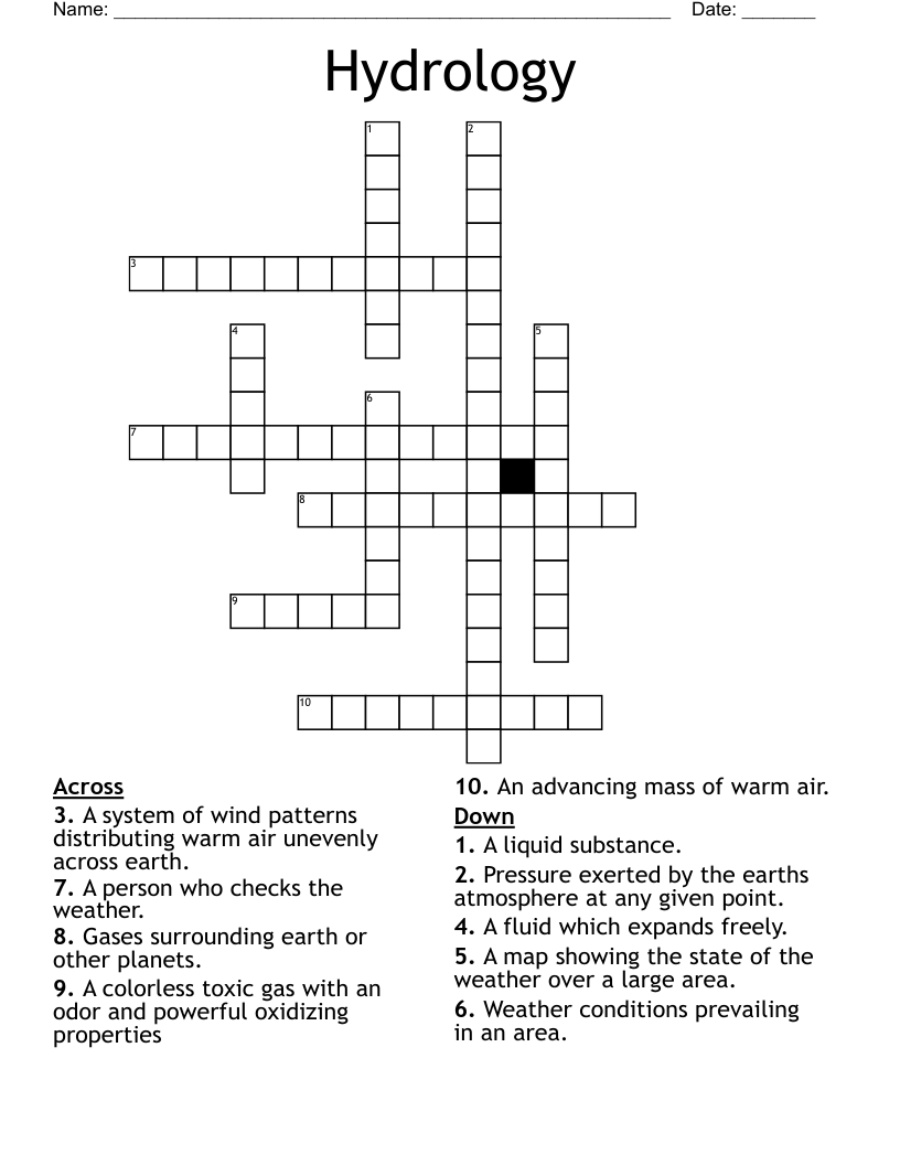 Hydrology Crossword