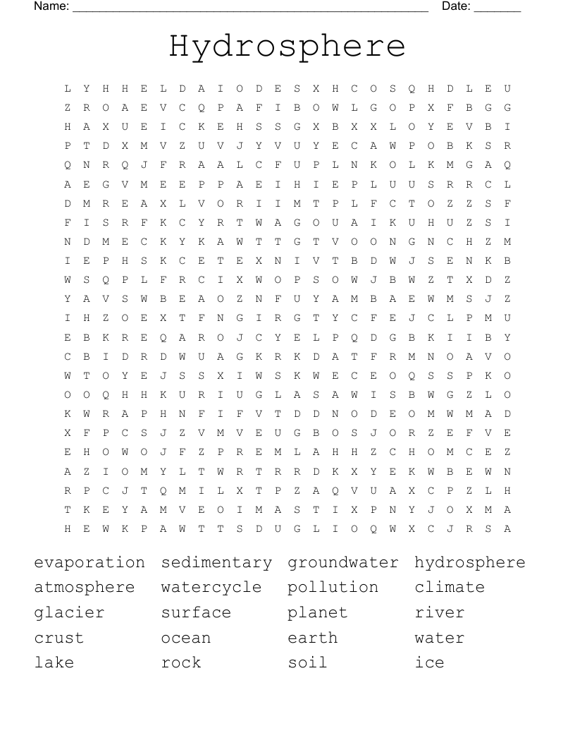 Hydrosphere Word Search