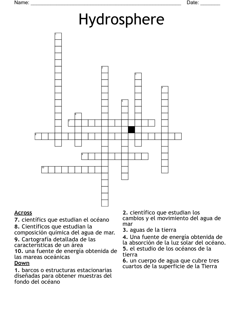 Hydrosphere Crossword