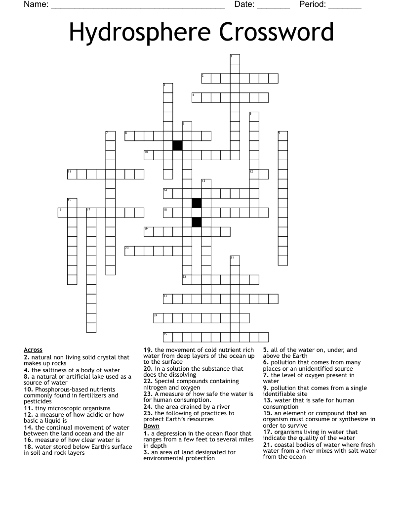 Hydrosphere Crossword