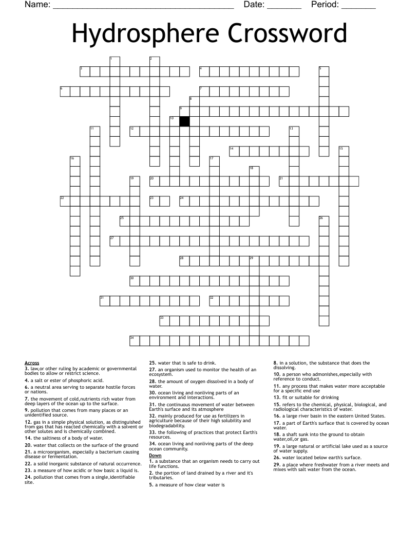 Hydrosphere Crossword