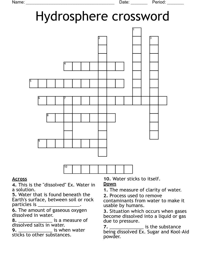 Hydrosphere crossword 