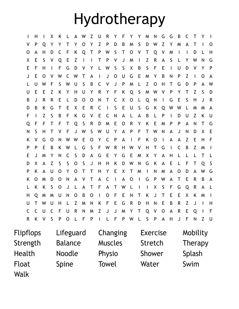 Hydrotherapy Word Search