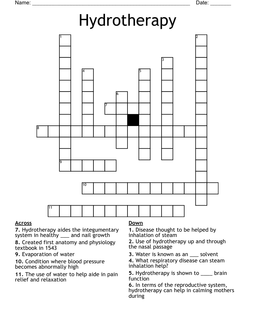 Hydrotherapy  Crossword
