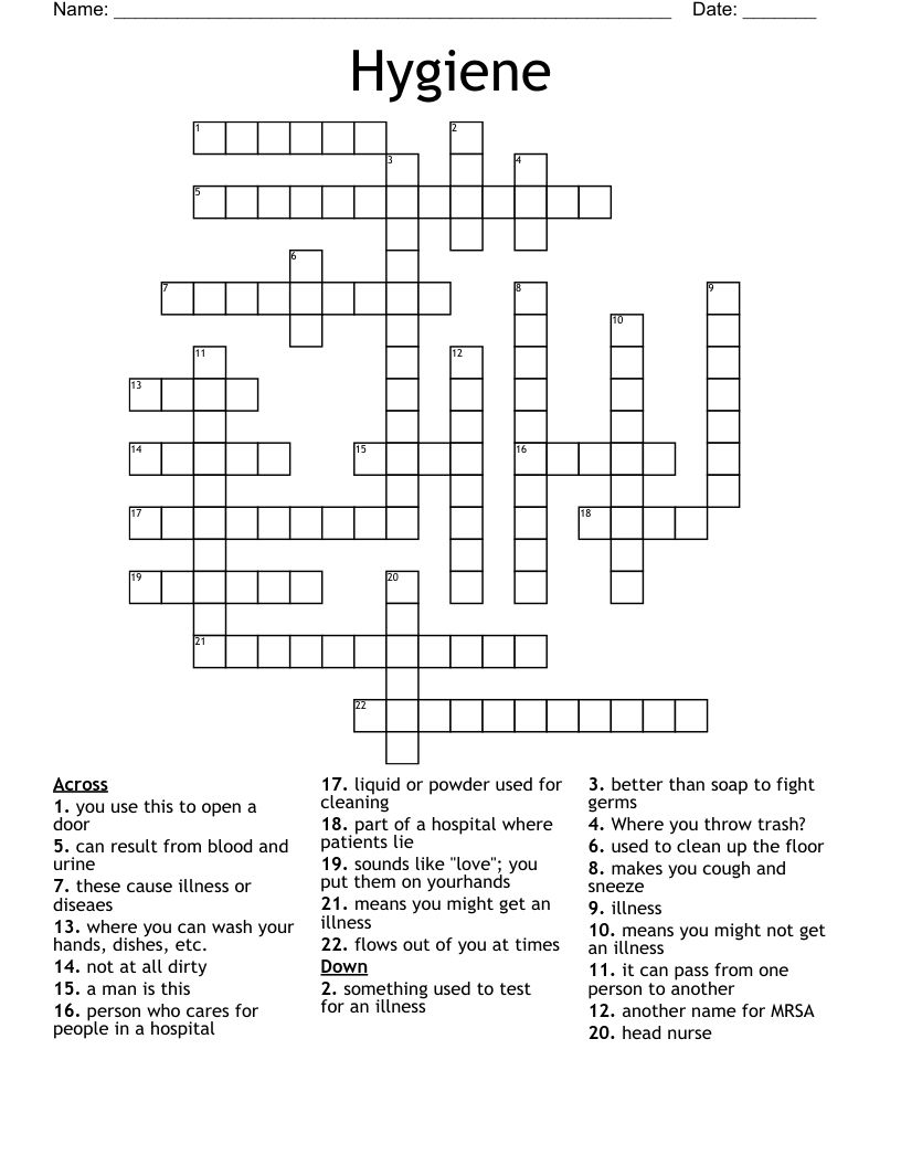Hygiene Crossword