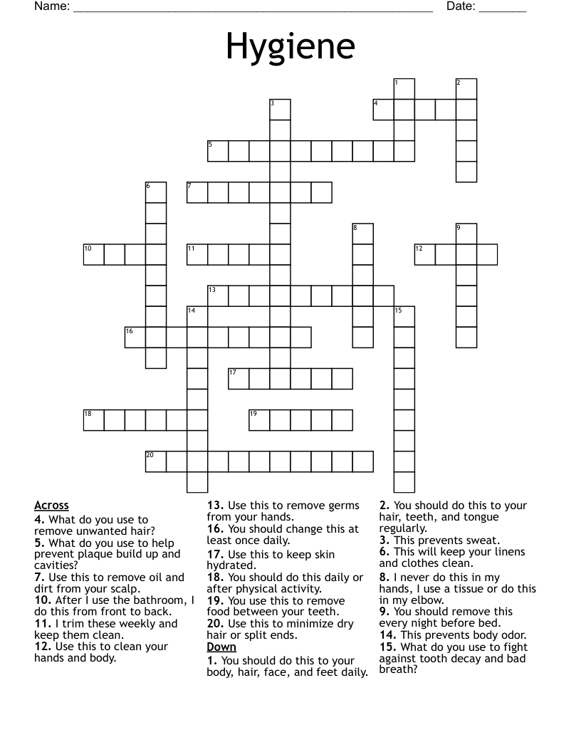 Hygiene Crossword
