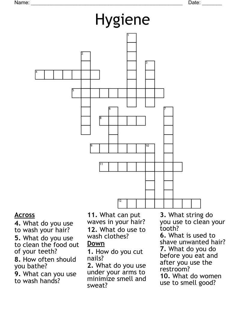 Hygiene Crossword