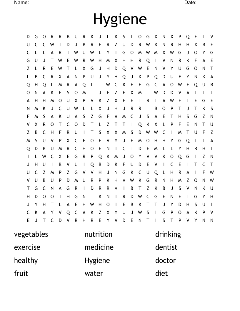 Hygiene Word Search
