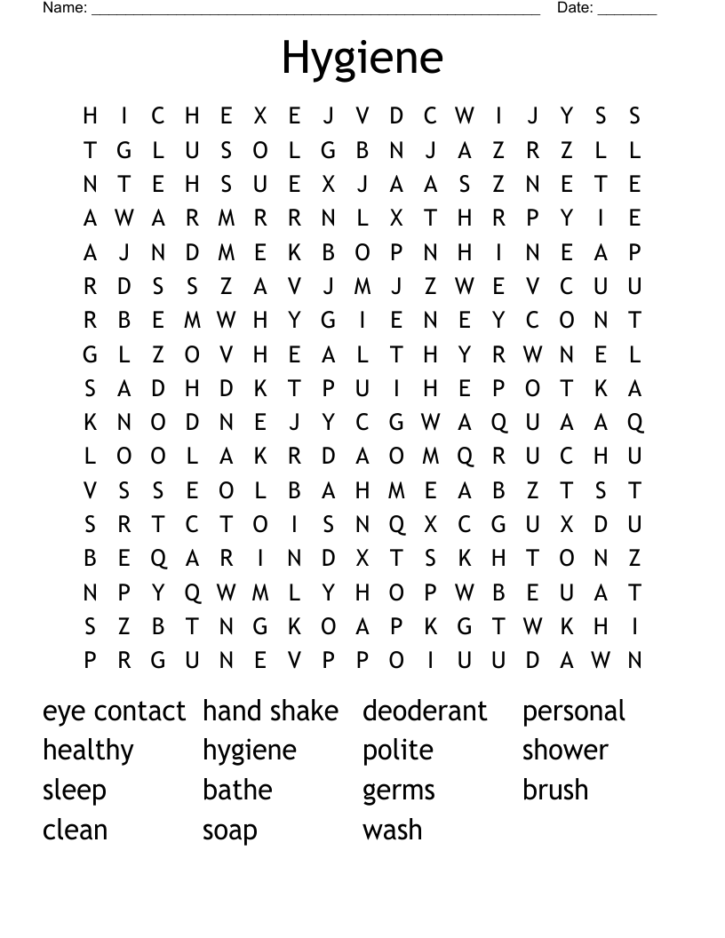 Hygiene Word Search