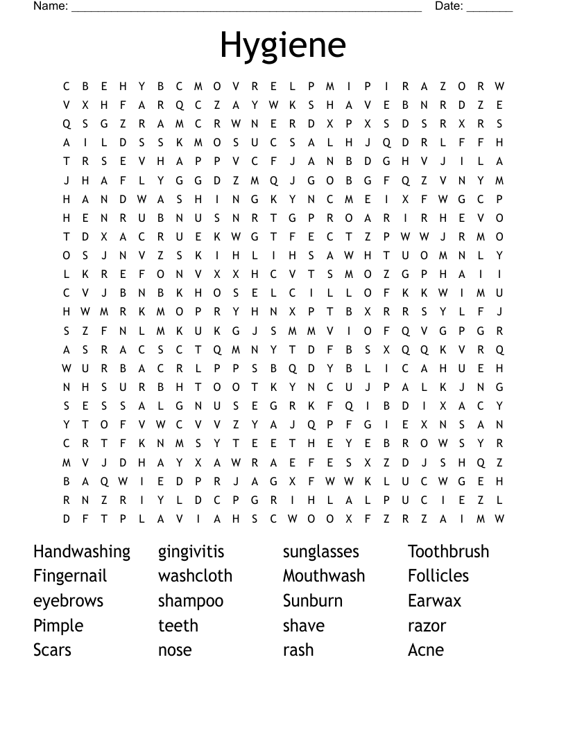 Hygiene Word Search