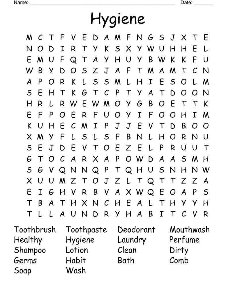 Hygiene  Word Search